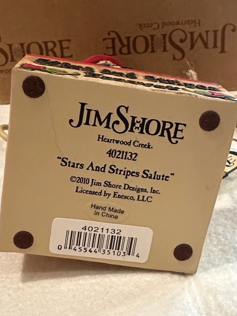 Jim Shore Stars and Stripes Salute Blue, Red & Cream Patriotic Cat Figurine - Picture 3 of 4